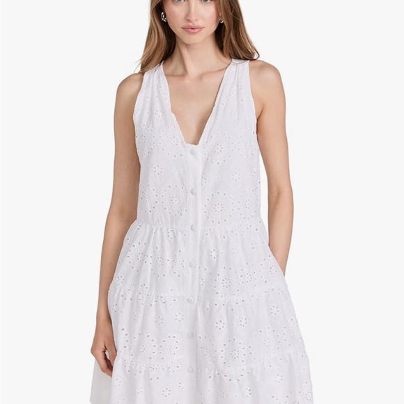 White Eyelet Sleeveless Dress - Picture 1 of 2